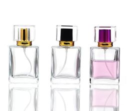 High Grade 50ml Square Glass Refillable Perfume Bottle Empty Colourful Makeup Atomizer Pump Spray Bottles llfa