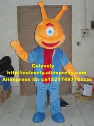 Mascot doll costume Fancy Sheldon J. Plankton Mascot Costume Alien Extra-terrestrial One Eye Monster With Happy Face Blue Dress No.2772 Free