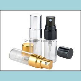 L Travel Refillable Glass Per Bottle With Uv Sprayer Cosmetic Pump Spray Atomizer Sier Black Gold Cap Drop Delivery 2021 Packing Bottles O