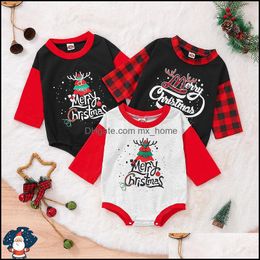 Rompers JumpsuitsRompers Baby Kids Clothing Baby Maternity Girls Boys Christmas Tree Letter Print Romper Infan Dhu5H