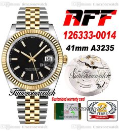 AFF 41mm Date Cal A3235 Automatic Mens Watch Two Tone Yellow Gold Black Stick Dial 904L Steel Oystersteel Bracelet Same Serial Card Super Edition Timezonewatch F6