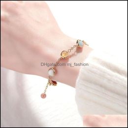 rainbow quartz jewelry Canada - Charm Bracelets Jewelry Women Stberry Quartz Bracelet Fashion Rainbow Natural Stone Bead Crystal Lucky Drop Delivery 2021 Osirz