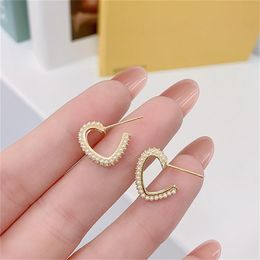 Hoop & Huggie Real Gold Luxury Earring Inlaid Pearls Simple Temperament Ear Ring Fashion Exquisite Pendant For Women Charm EarringsHoop