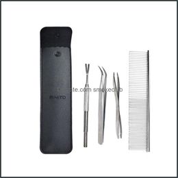 Stainless Steel Tick Clip Removal Fork Extractor Pet Flea Comb Set(The Logistics Price Pls Contact Us) Drop Delivery 2021 Dog Remedies Sup