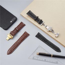 Watch Bands Crocodile Pattern Leather Strap 18mm 20mm 22mm 24mm Watchband With Stainless Steel Butterfly Buckle Calfskin Straps Hele22