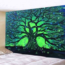 Tapestry Psychedelic Tree Carpet For Bedroom Starry Sky Life Wall Hanging Hippi