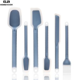 6 Pcs Kitchenware Spatula Sets Cooking Tools Scraper Spoon Brush Soft Silicone Baking Cooking Accessories Kitchen Utensils 210326