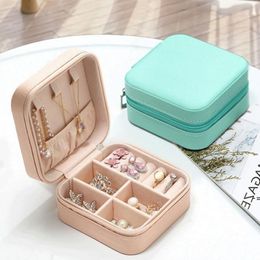 Party Gift packing box Zipper PU Leather Travel Jewelry Storage Box Rings Earrings Necklace Organizer GCE13763