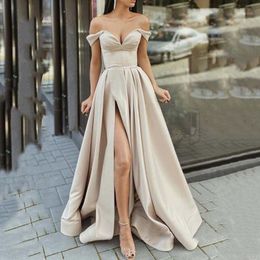 Casual Dresses Fashion High Slit Women Party Dress Clubwear Elegant Solid Strapless Backless Maxi Sexy Big Hem A-Line DressCasual