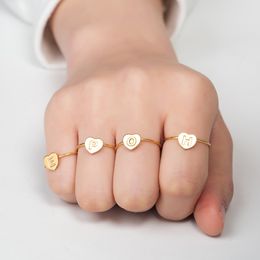 gold heart love 26 letters ring Stainless Steel Knuckle rings for women men friend couple Jewellery