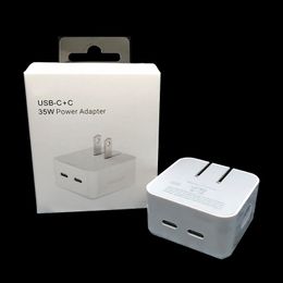 High Quality PD 35W 2 in 1 Chargers Dual USB-C port power AC adapter fast charging US EU Wall Plug for MacBook mini iphone X 11 12 13 pro max Double typec usb c with Box