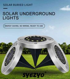 Leds Solar Outdoor Led Lighting Garden Lawn Underground Light Waterproof Garden Decorative Path Floor Spot Lighting J220531