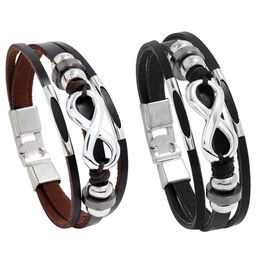 bracelet wholesalers Canada - Charm Bracelets Silver Color Forever Infinity Bracelet Handmade Genuine Leather For Men Women Wrap Braclet Hand JewelryCharm