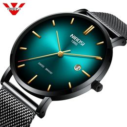 50pcslot DHL NIBOSI 2362 Men Watch Ultra Thin Date Simple Quartz Sport Watch Men Chronograph Wrist Watch Clock T200409