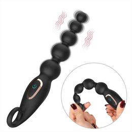 Nxy Anal Toys 7 Speed Vibration Silicone Beads Butt Plug Soft Anus Massage Masturbation Sex for Women Men Gay Adult Games Products 220420