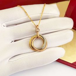 gold chains jewelry designer necklace for women diamond triring pendant Engagement Wedding Bride gift birthday party Classic eternal love necklaces woman pendant