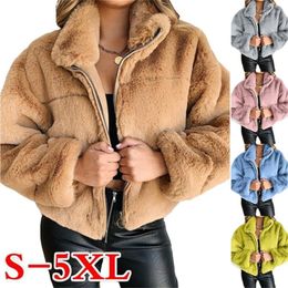 Women's Knits & Tees Women Turtleneck Sherpa Sweater Faux Mink Jacket Plus Size 3XL Short Zipper Fleece Cardigan Winter Warm Fluffy Tops Dep