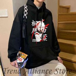 Unisex Anime Oversize Genshin Impact Hoodies Harajuku Kaedehara Kazuha Printed Sweatshirt Pullover Loose Sportswear Hoody Tops Y220713