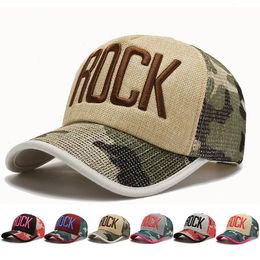 Baseball Cap Summer Net Rock Letters Embroidery Trendy Breathable Prevent Bask In Shade For Adult