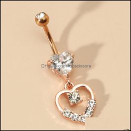 Body Arts Heart Shaped Belly Button Rings With Zircon Stainless Steel Navel Ring Piercing Stud Gifts For Women Drop Topscissors D9C