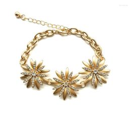 Link Chain Women's Fashion Bracelet Floral Shape Gold Jewellery Embellished Diamond Design Sense Accessories High-EndLink Lars22