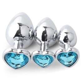 3 Size Anal Plug Stainless Steel Heart Crystal Removable Butt Stimulator sexy Toys BDSM Massager Dildo Beauty Items