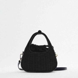 Evening Bag Woven Rattan Beach Bag for Women 2022 Summer New Handmade Nature Vintage Straw Handbag Holiday Shoulder Crossbody Casual 220622