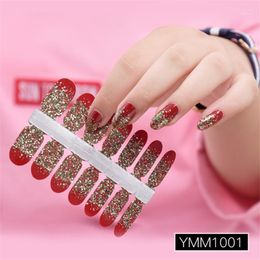 14tips Transparent Glitter Sequins Gradient Color Stickers Nail Wraps Full Polish DIY Adhesive Art Decor1 Prud22