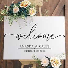 Personalised Bride And Groom Namedate Welcome Wedding Sign Decal Art Decoration Sticker Removable Mural Custom Wallpaper WE08 220608
