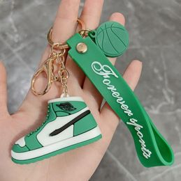 9 Colours Designer Silicone 3D Sneaker with Hand Rope Top Key Ring for Men Women Fashion Shoes Basketball Keychain