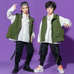 Stage Wear Kids Ballroom Outfits Hip Hop Clothing Jacket Hoodie Top Streetwear Tactical Cargo Jogger Pants For Girls Boys Dance CostumeStage