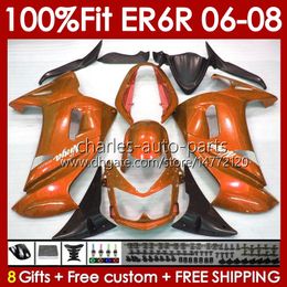 OEM Bodywork For KAWASAKI NINJA ER6 650 R ER 6 F 650R ER-6F 2006 2007 2008 Body 139No.129 ER 6F 650-R Frame ER6F 06 07 08 650R-ER6F 06-08 Injection Mould Fairing stock orange