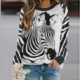 Winter Sweatshirt Women Animal Zebra Printing Casual Long Sleeve Tops Clothes Sudaderas Con Capucha Para Mujer Women's Hoodies & Sweatshirts