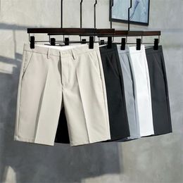 Men Summer Shorts Korean Fashion Business Casual Chino Office Trousers Cool Breathable Clothing Solid Colour 220318