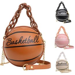 Evening Bags Fashion Female Leather Pink Basketball Bag 2022 Ball Purses For Teenagers Women Shoulder Crossbody Chain Hand