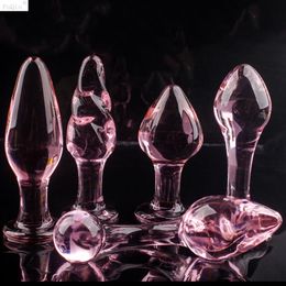 5 Style Crystal Butt Plugs Set Glass Anal Dildo Ball Bead Fake Penis Female Masturbation sexy Toy for Adult Women Men Gay