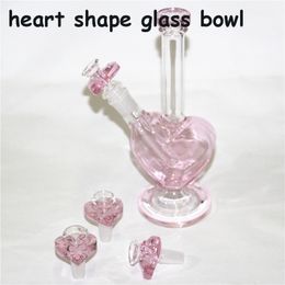 New Unique Pink Love Heart Shape Glass Bowl For hookah Bong Water pipe 14mm 18mm male Bubbler Heady Oil Dab Rigs Birdcage Percolator shisha smoking