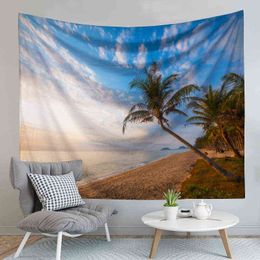 Landscape Wall Rug Blue Sea Beach Carpet Hanging Home Decor Rugs Yoga Mat Towel J220804