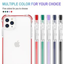 Dual Color Transparent Armor Defender Cases Acrylic TPU TPE Crystal Clear Military-Grade Shockproof Cover For iPhone 13 12 Mini Pro Max XR XS X Samsung S22 Ultra Plus