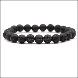 Arts And Crafts 8Mm Volcanic Stone Beads Strand Bracelets Black Lava Men Bracelet Punk Bangle For Women Me Sports2010 Drop Dhjpf