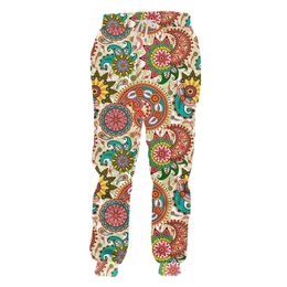 UJWI Fashion Men Casual Full Length Pants Harajuku 3D Cashew Flower Colourful Printed Joggers Street Style Sweatpants Custom 5XL 220613