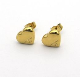 gold stud earrings design NZ - 20 mix deluxe 3 color Extravagant Design Fashion 3D heart love stud Earrings Gold Silver Rose Ear Studs Stainless Steel Earring For Women Hoop Wholesale