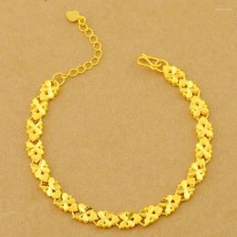 Charm Bracelets 24k Gold Bracelet Carved Pattern Four-Leaf Clover For Women&#39;S Wedding Party Jewellery GiftsCharm Lars22