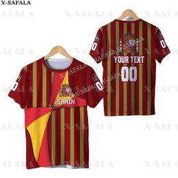 Spain Custom Name And Number Fans Soccer Football 3D Printed High Quality T-shirt Summer Round Neck Men Female Casual Top-9 220619