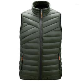 Men's Down & Parkas PARKLEES 2022 Winter Warm Zipper Vests Men Windproof Waterproof Puffer Jacket Hooded Solid Plus Size Quilted Coats