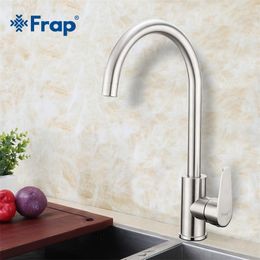 Frap Modern Kitchen Faucet Stainless Steel Single Handle Mixer Sink Tap Kitchen Hot and Cold Water Grifos Fregadero Cocina F4048 T200424