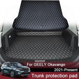 1pc Car Styling Custom Rear Trunk Mat For Geely Okavango 2021-Present Leather Waterproof Auto Cargo Liner Pad Accessory