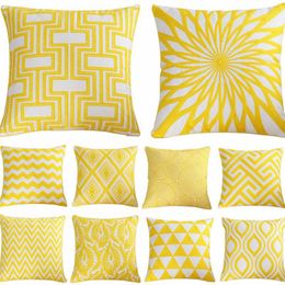 Cushion/Decorative Pillow 45x45cm Home Decor Embroidery Cushion Cover Golden Geometric Polyester Cotton Suqare Square CoverCushion/Decorativ