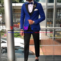 Men's Suits & Blazers Formal Men Slim Fit For Prom 3 Piece Blazer Vest With Pants Wedding Groomsmen Royal Blue Tuxedo Male Fashion Costume H