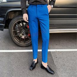 Men's Suits & Blazers Fashion Men White Suit Pants Custom Oversize Slim Fit Trousers Prom Dress Royal Blue Men's PantsMen's